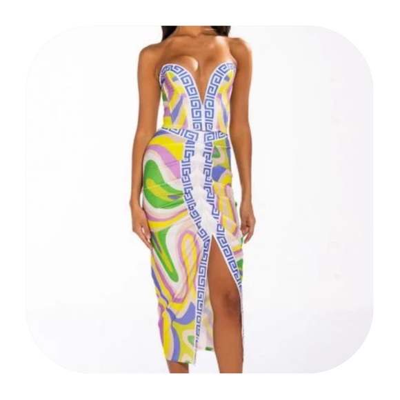 Akira S Evolve Front Slit Midi Skirt & Deep V Corset Top set - Picture 2 of 13